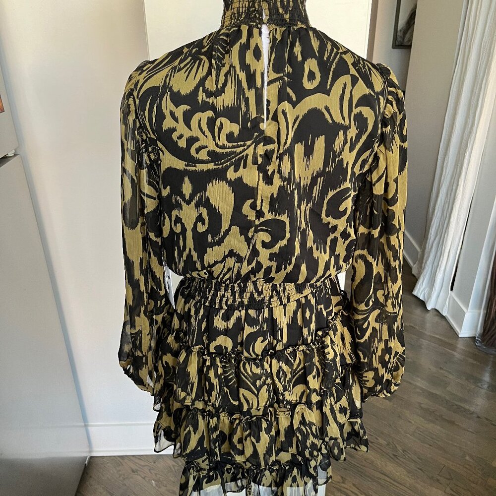 NWT 1.State Long Sleeve Smock-Neck Ruffle-Skirt Dress Size Small - Picture 2 of 15